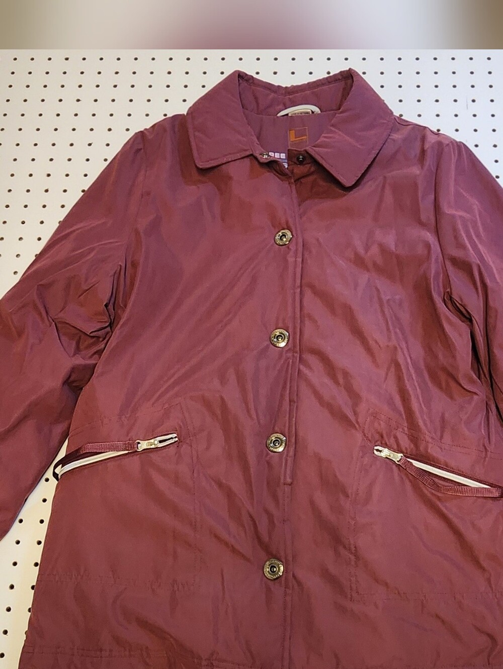 Free Country Womens Large Microfiber Fleece Lined Jacket Coat Burgundy Utility